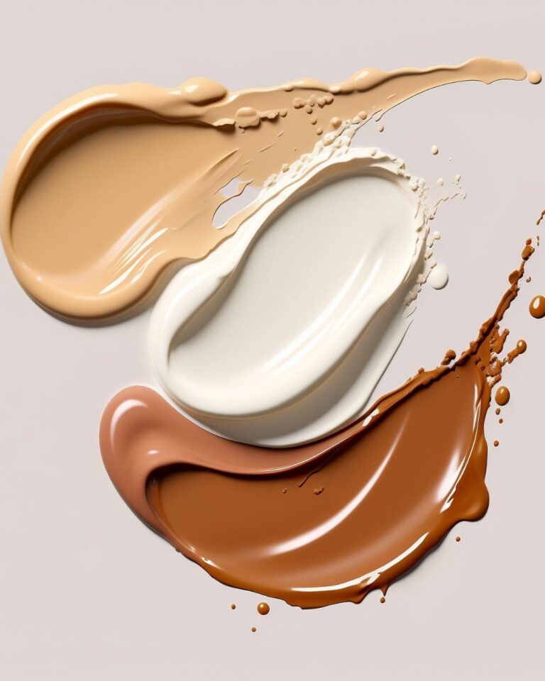 Swatches of different foundation shades to help beginners find the right match.