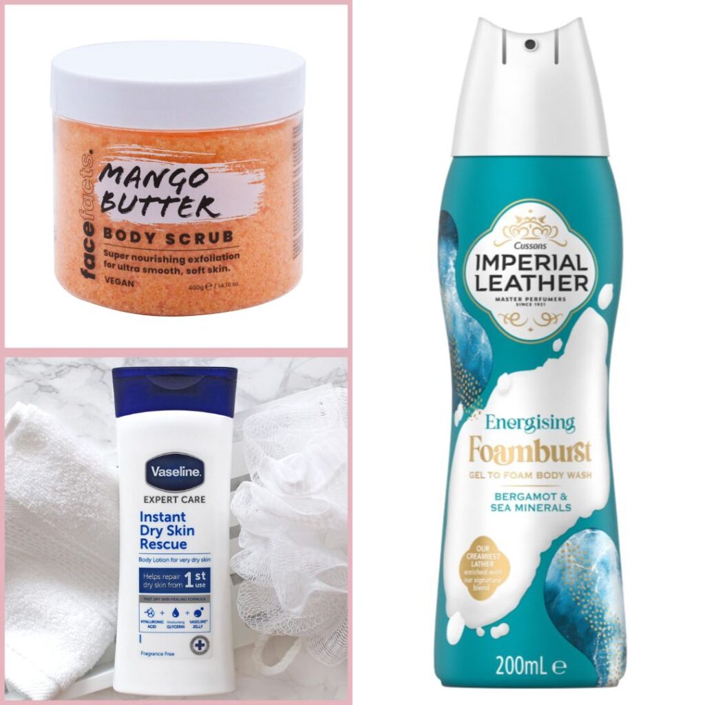 Exfoliate & Hydrate Set with Himalayan salt scrub, Foamburst, and Vaseline lotion